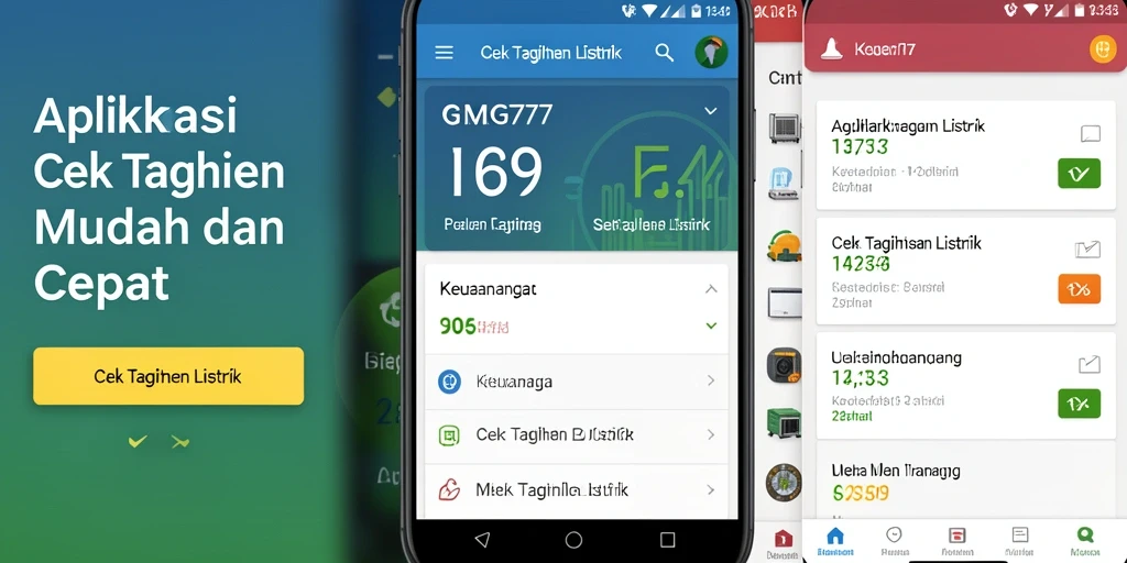 Tampilan antarmuka GM777 yang sederhana dan intuitif untuk cek tagihan listrik.
