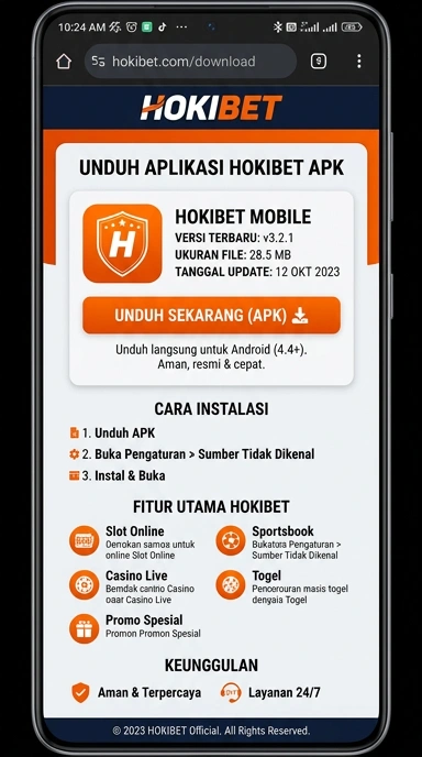 Tampilan halaman APK hokibet